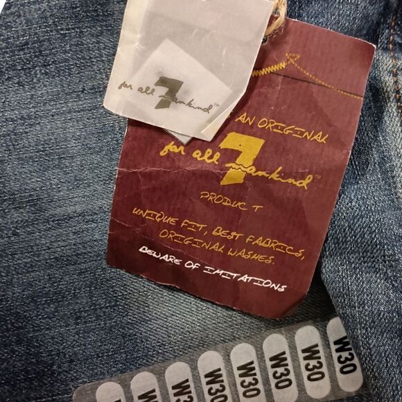 7 For All Mankind A Pocket Jeans 30 NEW Rhinestones Bootcut Low Rise Y2K Stretch - Picture 14 of 16